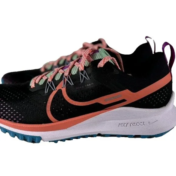 Nike Men's React Pegasus Trail 4 Black Magic Ember Vivid Purple Sneakers Size 10